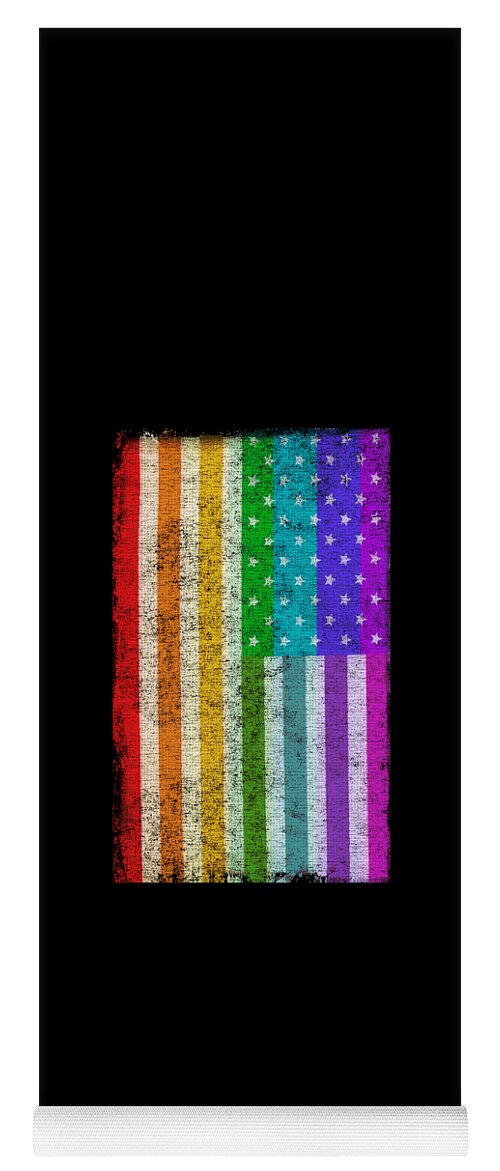 Funny Yoga Mat featuring the digital art Rainbow Us Flag by Flippin Sweet Gear