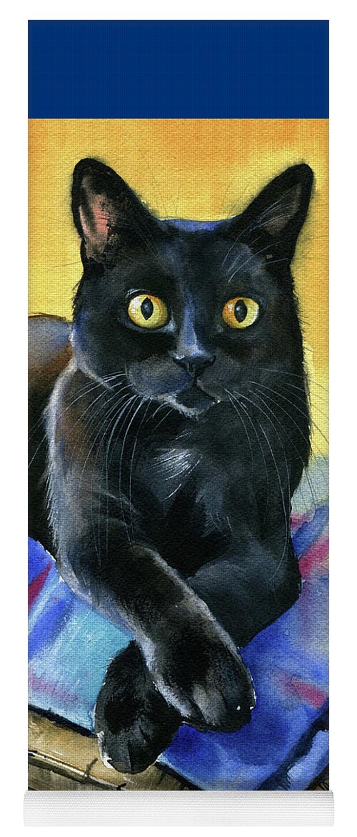 Black Cats Yoga Mat featuring the painting Ralph Black Cat Painting by Dora Hathazi Mendes