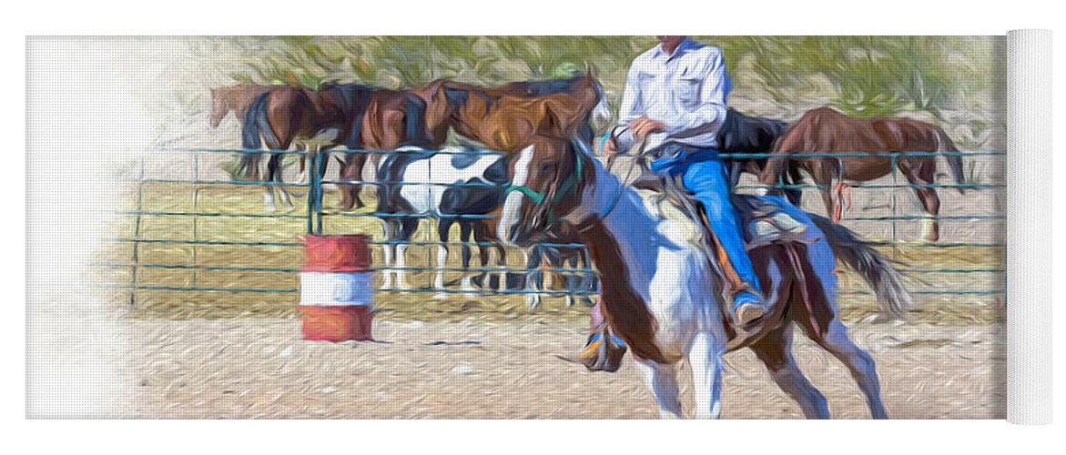Cowboy Yoga Mat featuring the digital art Ranch Rider Digital Art Painting by Walter Herrit