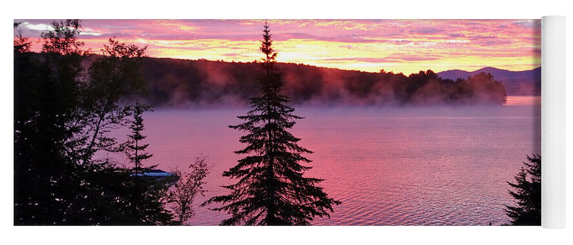 Lake Yoga Mat featuring the photograph Rangeley Red Sunrise by Russel Considine