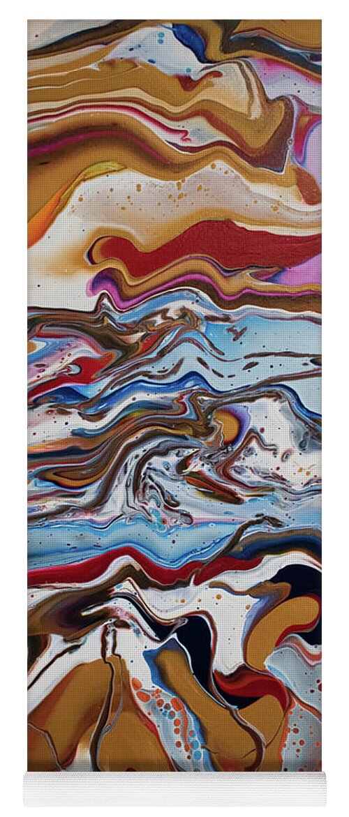 Pour Yoga Mat featuring the mixed media Reaching for gold by Aimee Bruno