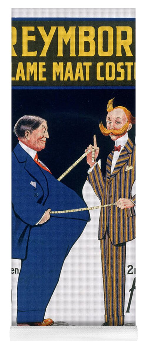 Fat Yoga Mat featuring the painting Reclame Maat Costumes, poster advertising Kreymborgs Dutch tailors, 1914 by European School