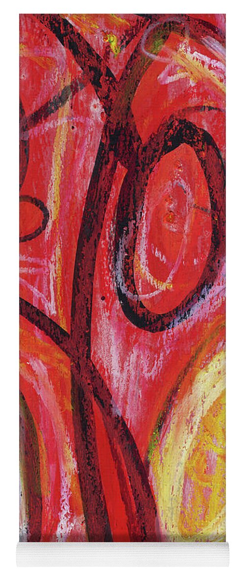 Red Yoga Mat featuring the painting Red Abstract 7. Non Objective Art. by Amy E Fraser