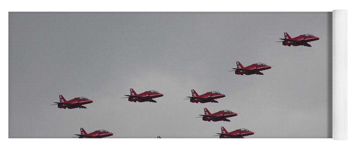 Red Arrows Yoga Mat featuring the photograph Red Arrows Display by Jeremy Hayden