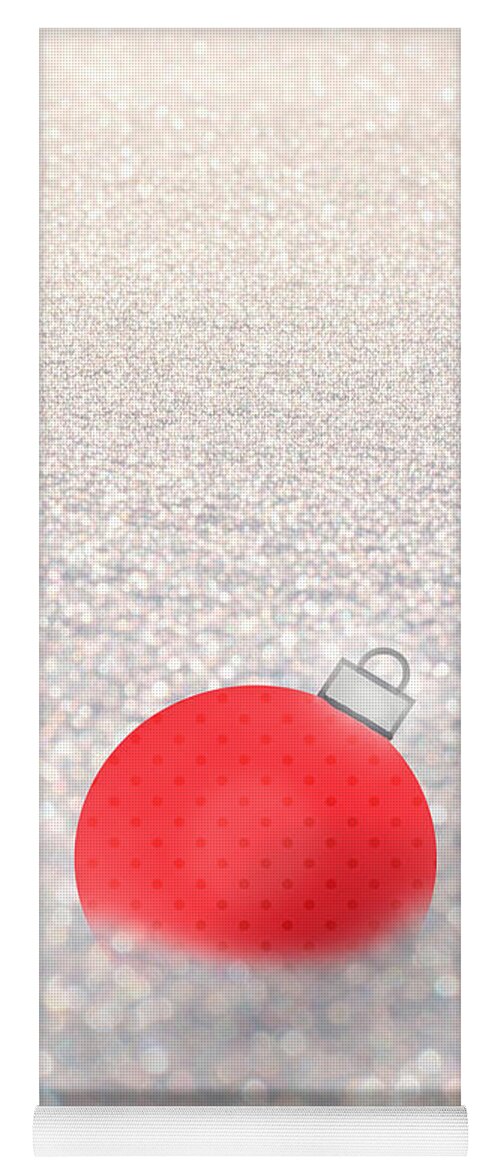 Red Ball Yoga Mat featuring the mixed media Red Ball in Snow by Moira Law