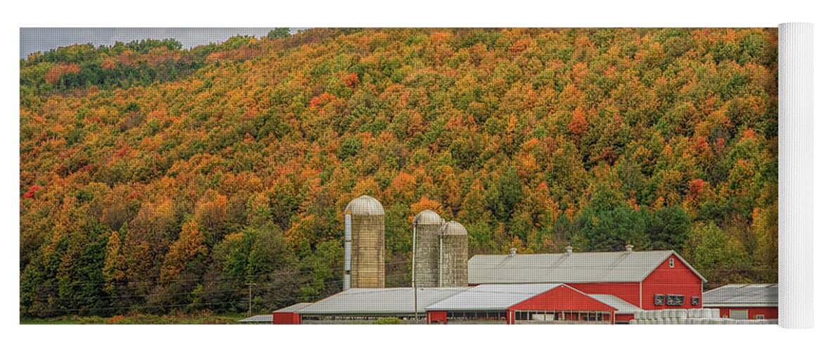 Barn Yoga Mat featuring the photograph Red Barns in Autumn by Rod Best