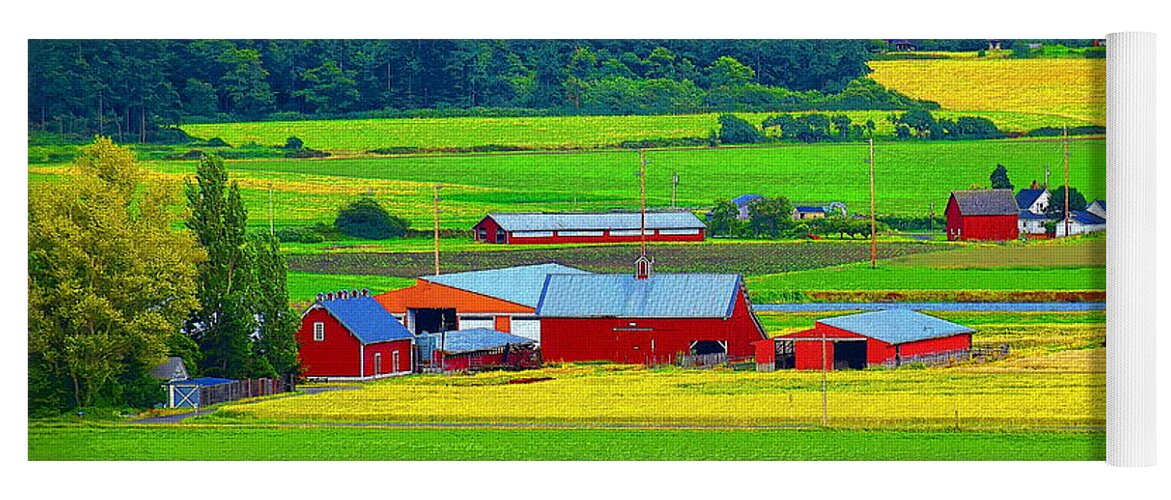 Red Barn Yoga Mat featuring the photograph Red Barns in Coupeville by Sea Change Vibes