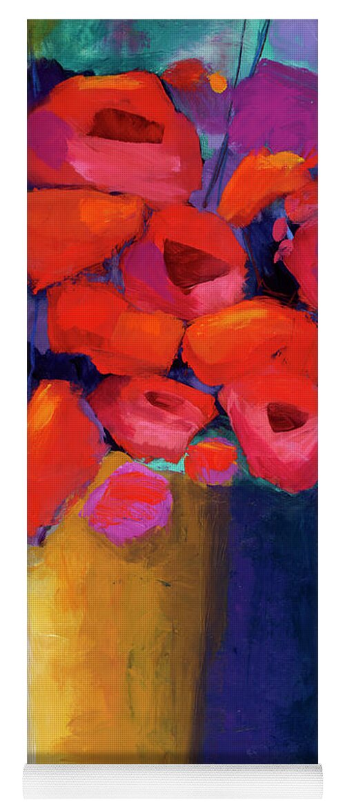 Abstract Art Yoga Mat featuring the painting Red Bouquet by Jane Davies