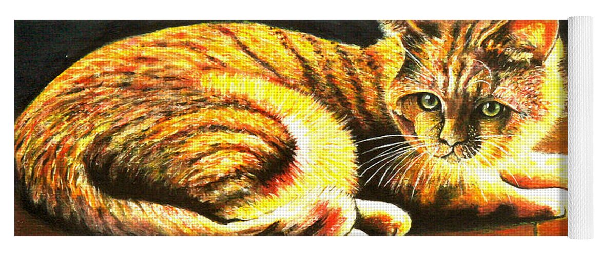 Cat Yoga Mat featuring the painting Red Cat by Jackie Nourigat