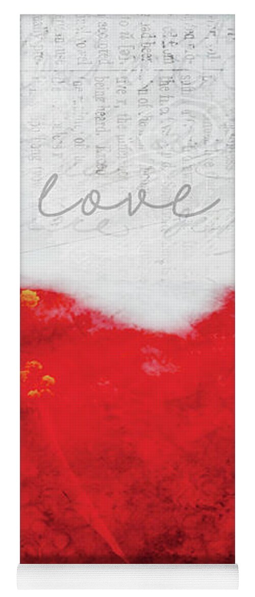 Valentine Yoga Mat featuring the digital art Red Flower of Love by Moira Law