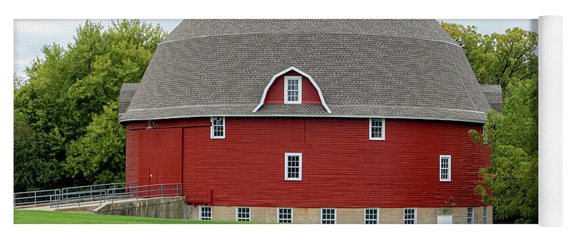 Round Barn Yoga Mat featuring the photograph Red Round Barn by Sandra J's