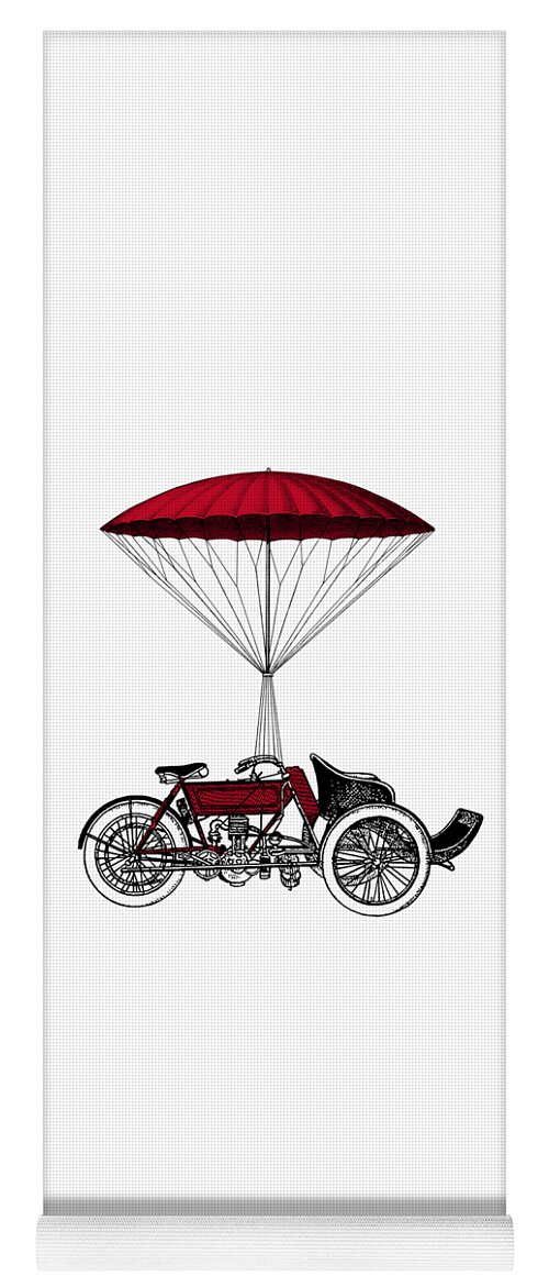 Moto Yoga Mat featuring the digital art Red Tricycle by Madame Memento