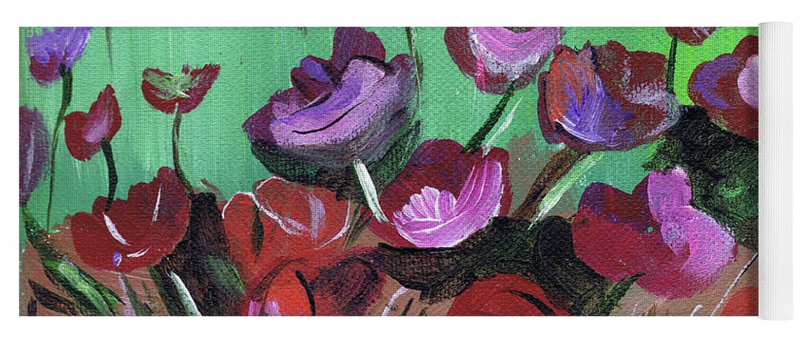Red Yoga Mat featuring the painting Red Tulips by Genevieve Holland