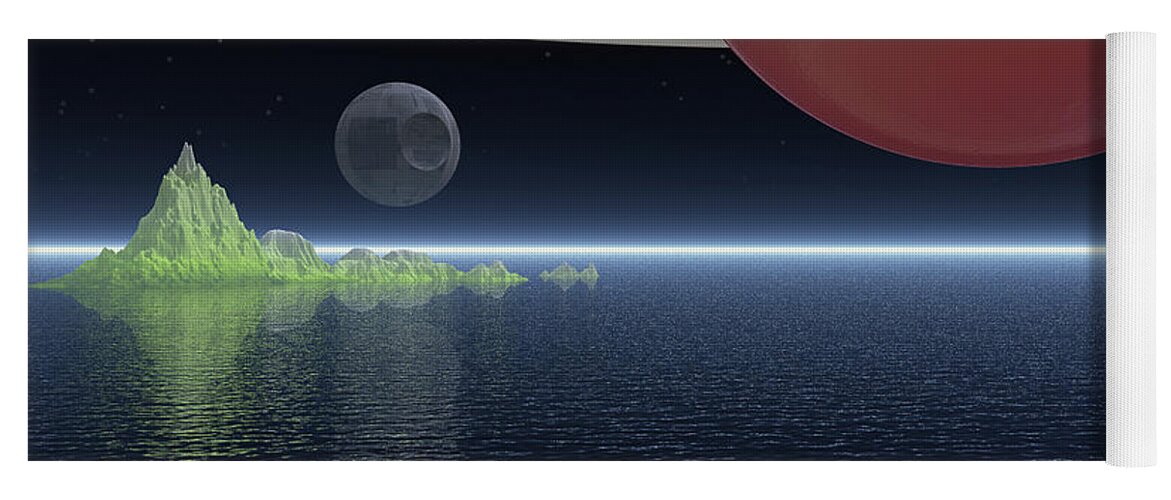 Saturn Yoga Mat featuring the digital art Reflections of Saturn by Phil Perkins