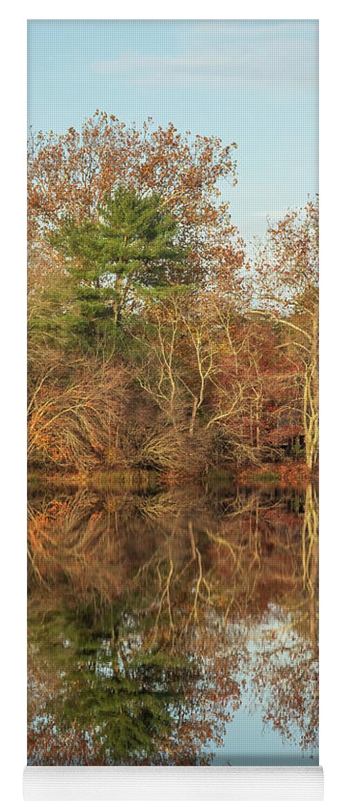 Autumn Yoga Mat featuring the photograph Reflections on Batsto Lake by Kristia Adams