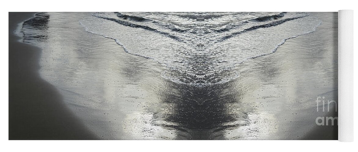 Sea Water Yoga Mat featuring the digital art Reflections on the beach, sea water meets symmetry by Adriana Mueller