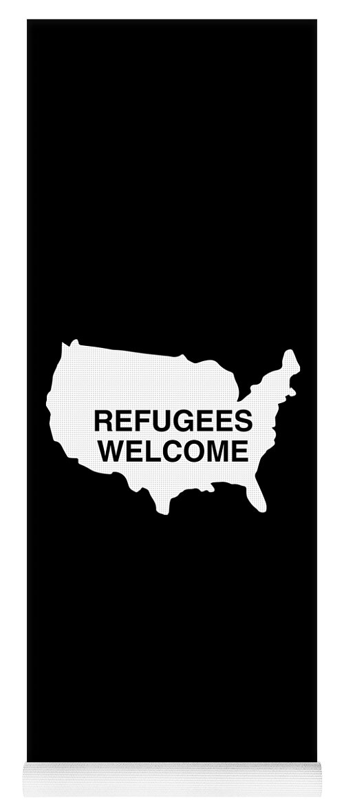 Funny Yoga Mat featuring the digital art Refugees Welcome USA by Flippin Sweet Gear