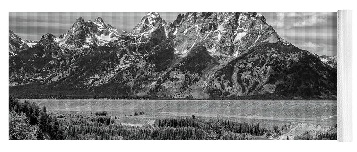 Grand Tetons National Park Yoga Mat featuring the photograph Remembering Ansel Adams, Black and White by Marcy Wielfaert