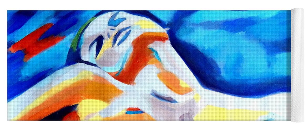 Nude Figures Yoga Mat featuring the painting Restful nude by Helena Wierzbicki