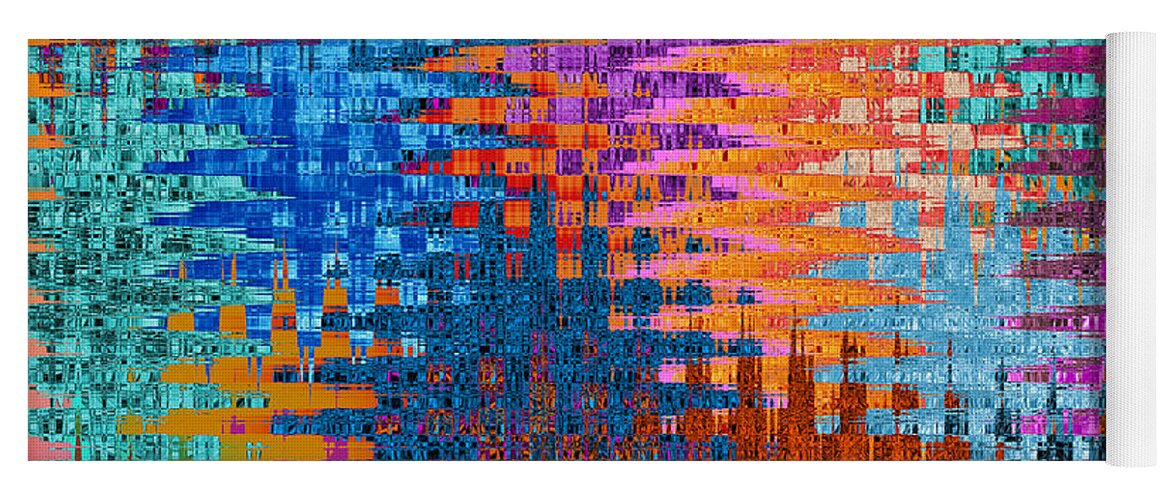 Abstract Yoga Mat featuring the digital art Retro 60's - Tweed by Ronald Mills