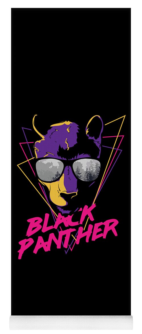 Colorful Yoga Mat featuring the digital art Retro Black Panther in Cool Sunglasses by Jacob Zelazny