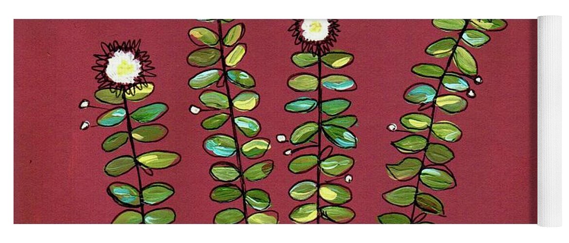 Retro Flowers Yoga Mat featuring the painting Retro Flower Garden by Donna Mibus