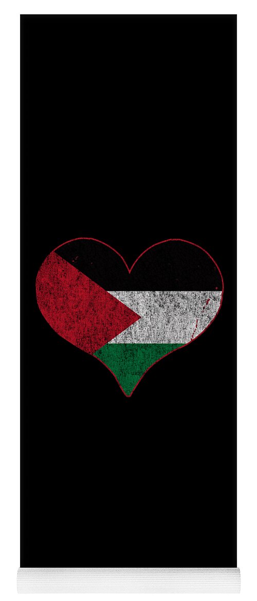 Palestine Yoga Mat featuring the digital art Retro Palestine Flag Heart by Flippin Sweet Gear