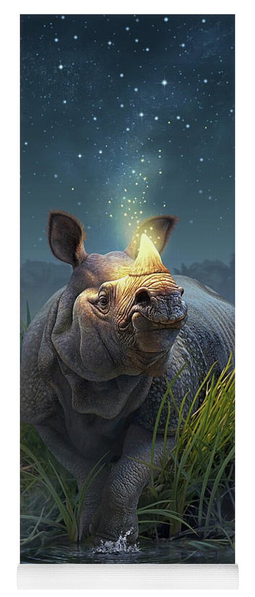 Rhino Yoga Mat featuring the digital art Rhinoceros Unicornis by Jerry LoFaro