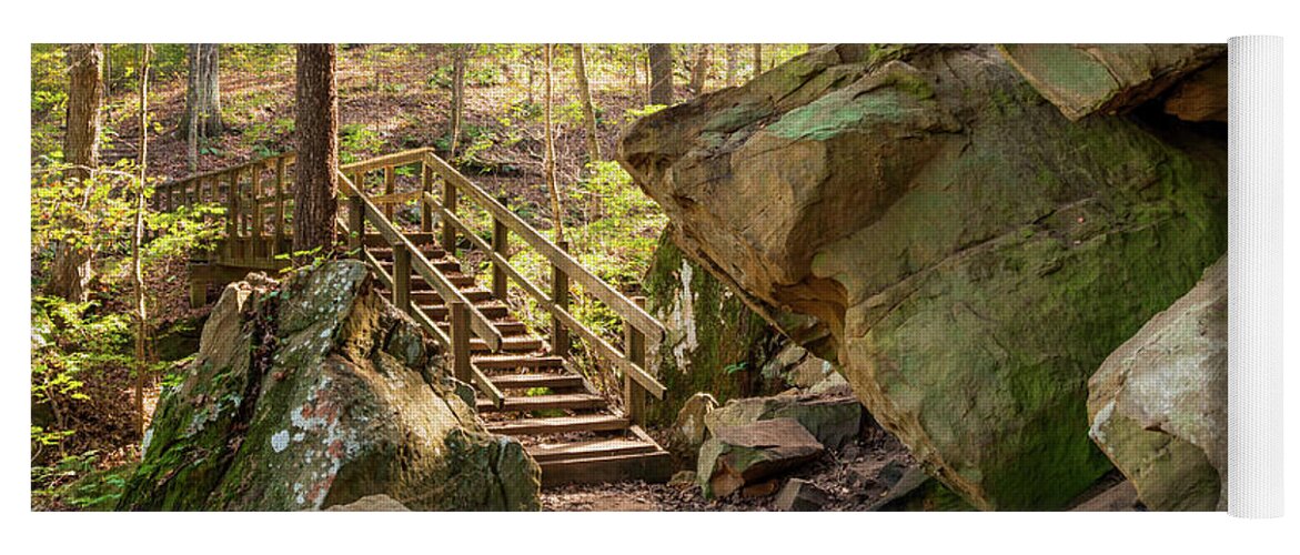 Landscape Rock Yoga Mat featuring the photograph Rim Rock Footbridge by Grant Twiss