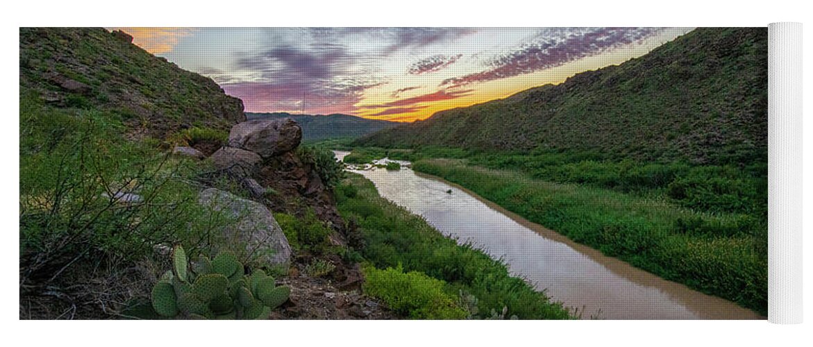 Landscape Yoga Mat featuring the photograph Rio Grande Through a Big Bend Sunset by Erin K Images