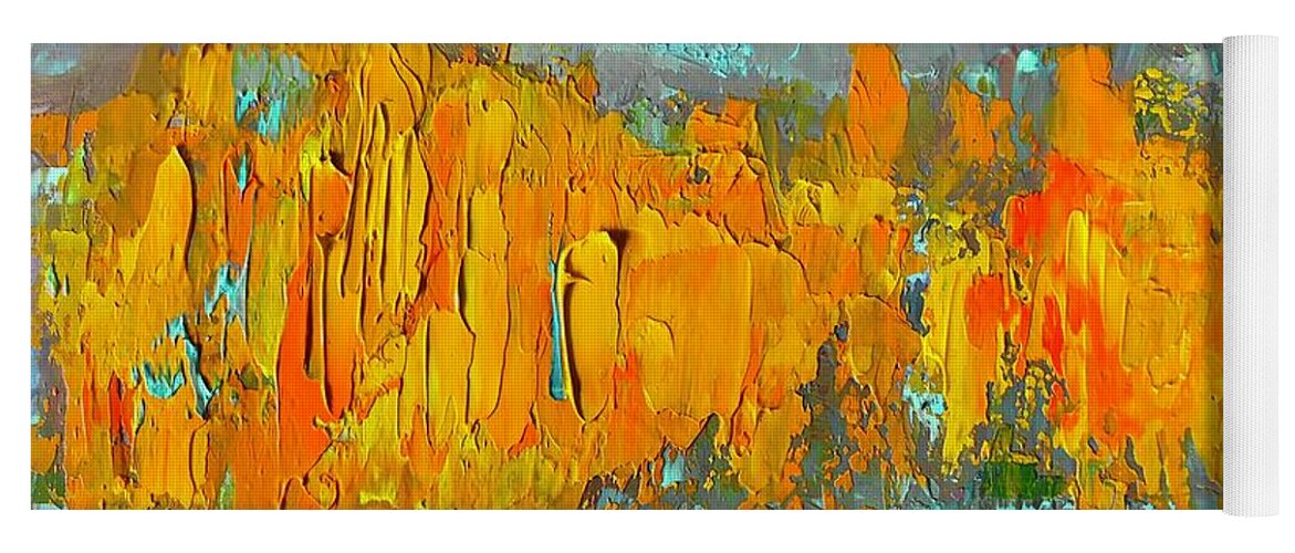 Abstract Yoga Mat featuring the painting Riparian Glow Study by Roger Clarke