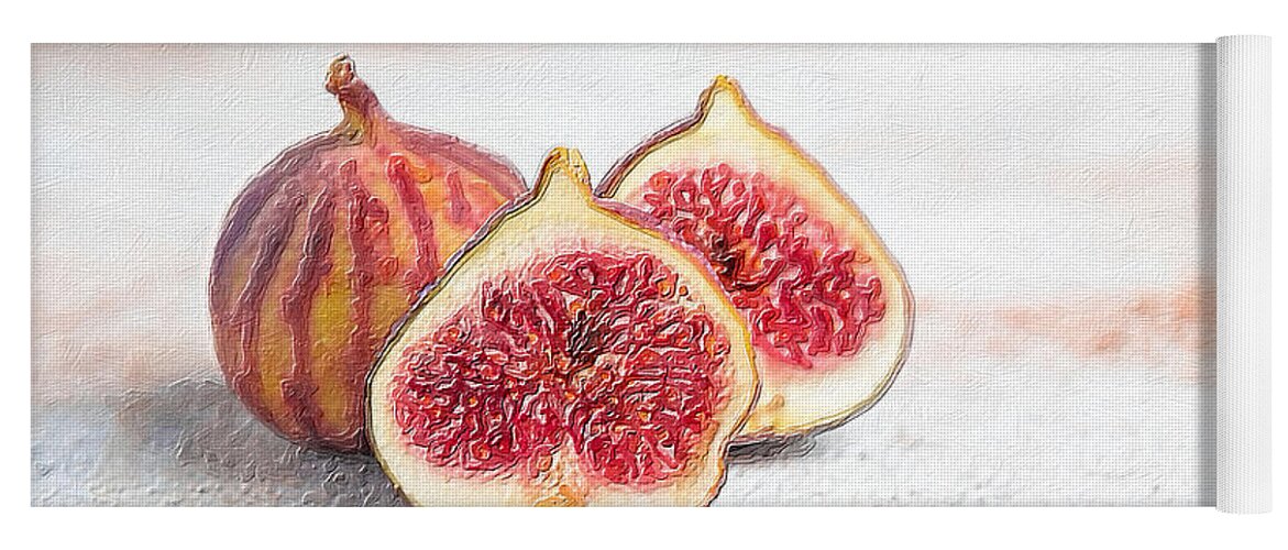 Fig Yoga Mat featuring the painting Ripe Fig Still Life figs fig lover and fig tree grower 2 by Tony Rubino