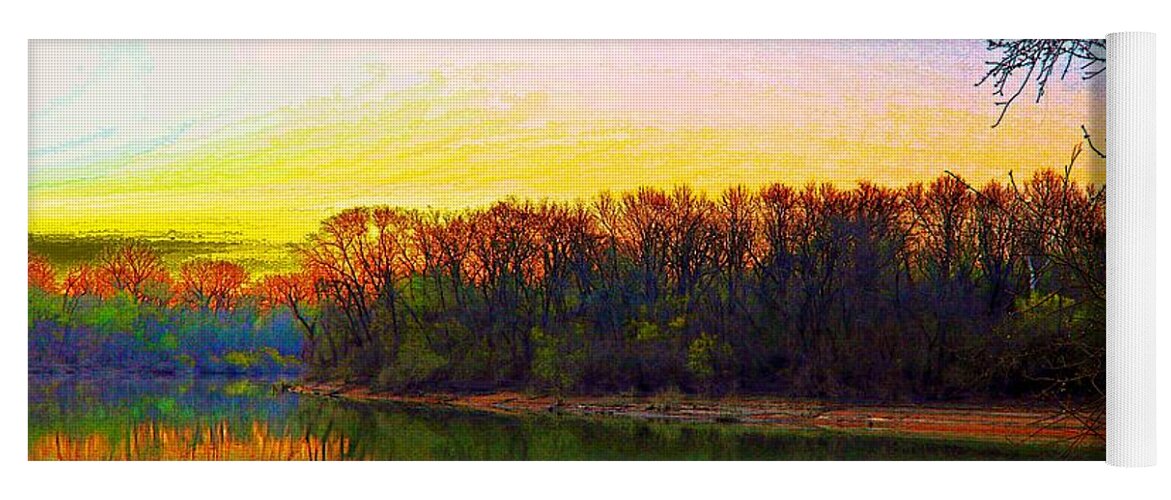 Scenic Yoga Mat featuring the photograph River Sunrise by Steve Warnstaff