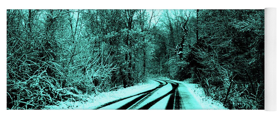 Winter Scene Yoga Mat featuring the digital art Road to Nebo by Joe Michelli