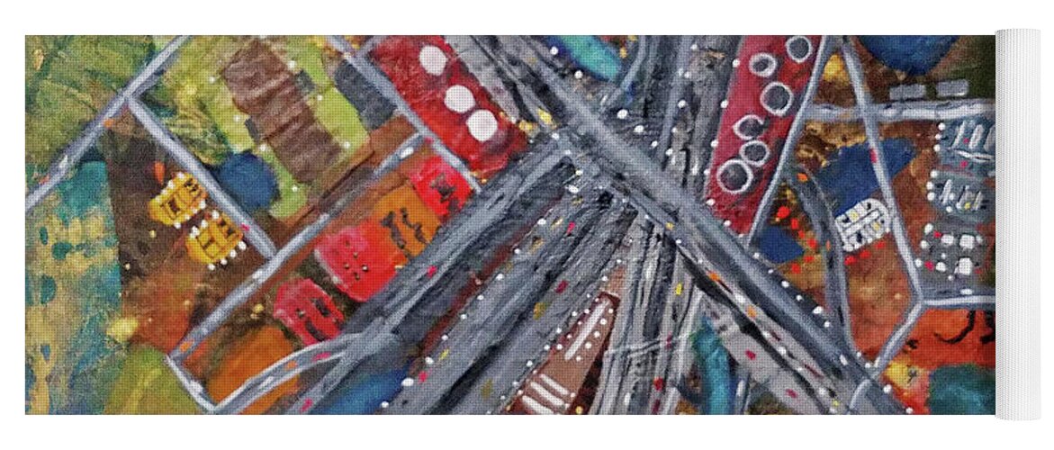 Abstract Yoga Mat featuring the painting Road Trip by Sharon Williams Eng