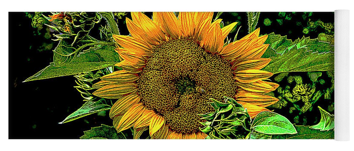 Sunflower Yoga Mat featuring the digital art Roaming the Sunflower by SnapHappy Photos