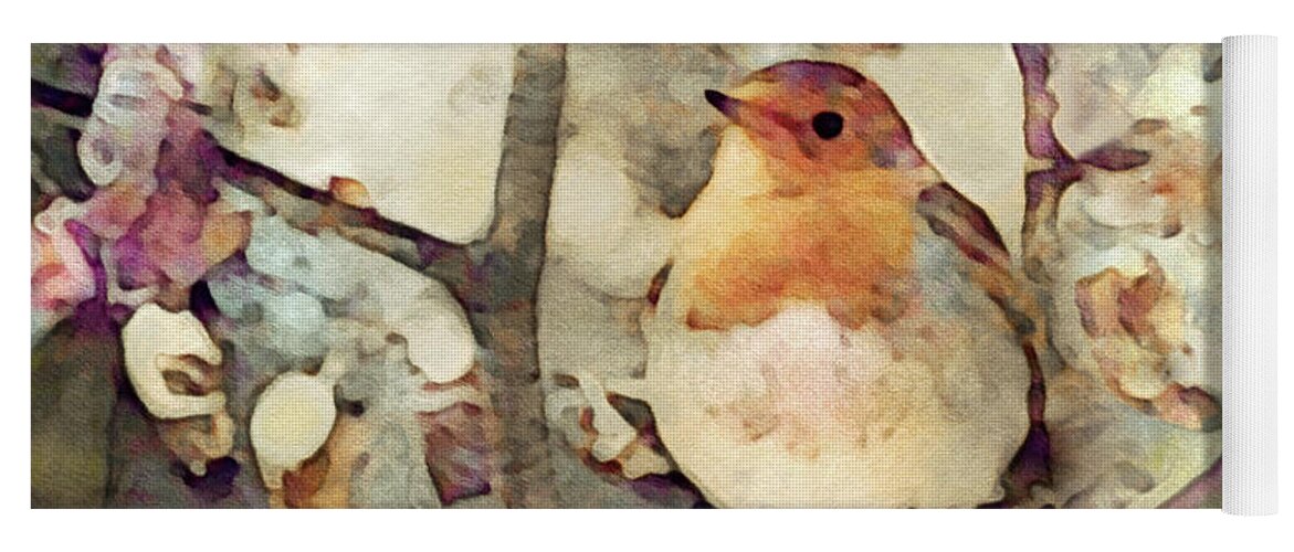 Robin In A Tree Yoga Mat featuring the digital art Robin Song of Spring by Susan Maxwell Schmidt