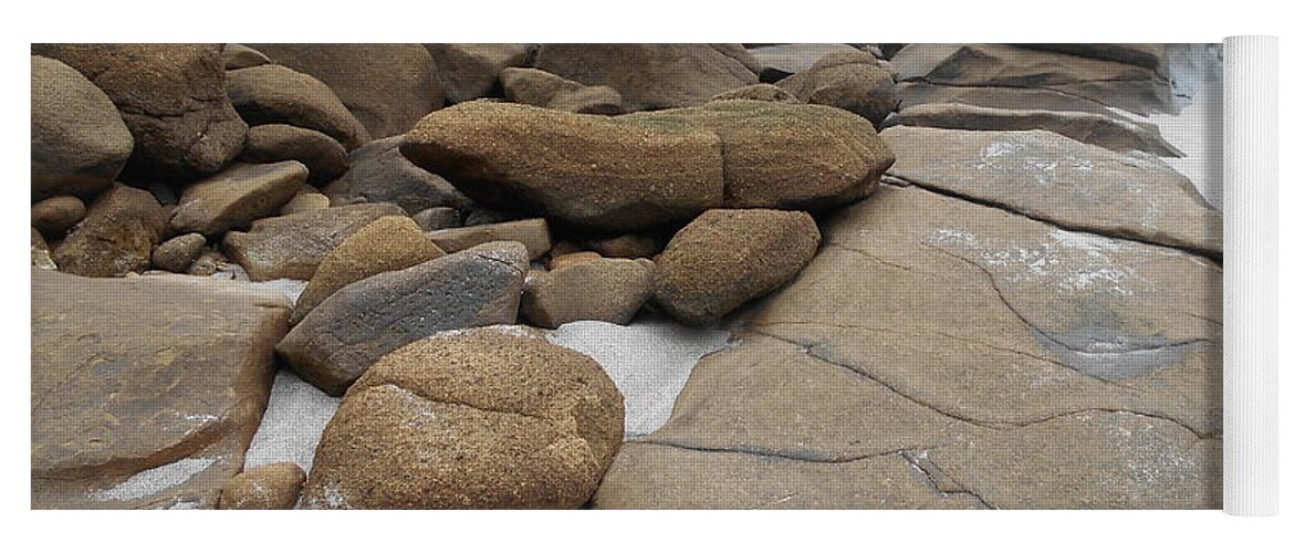 Rocks Yoga Mat featuring the photograph Rocks on the Shore by Nancy Graham