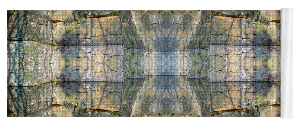 Water Surface Yoga Mat featuring the digital art Rocks, water and symmetry 2 by Adriana Mueller