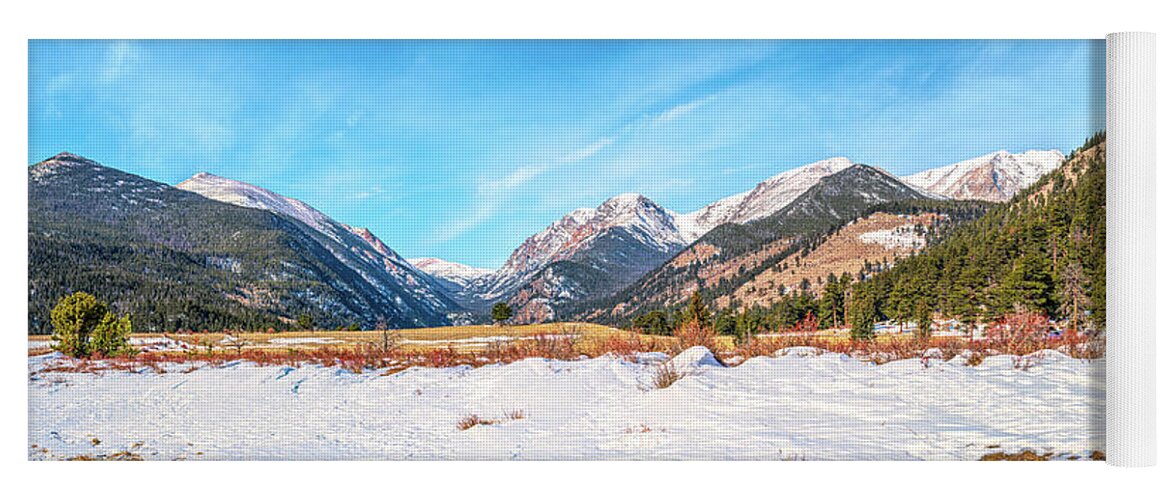Rocky Mountain National Park Yoga Mat featuring the photograph Rocky Mountain National Park Winter Panorama by Douglas Wielfaert