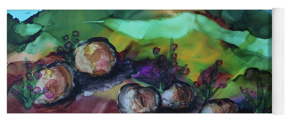 Landscape With Rocks Yoga Mat featuring the painting Rocky Shores by Sandra Fox