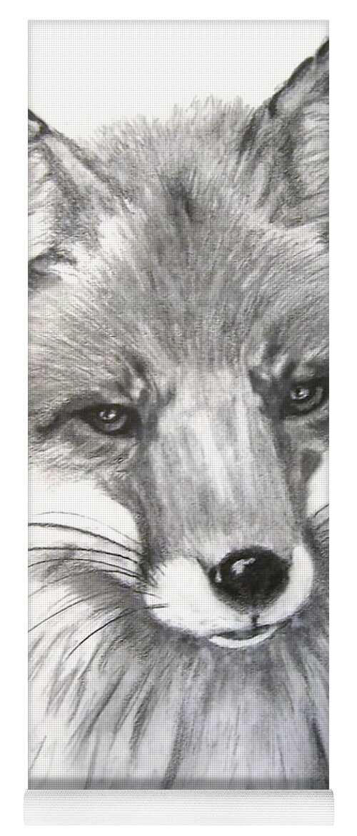 Fox Yoga Mat featuring the drawing Rocky by Vallee Johnson
