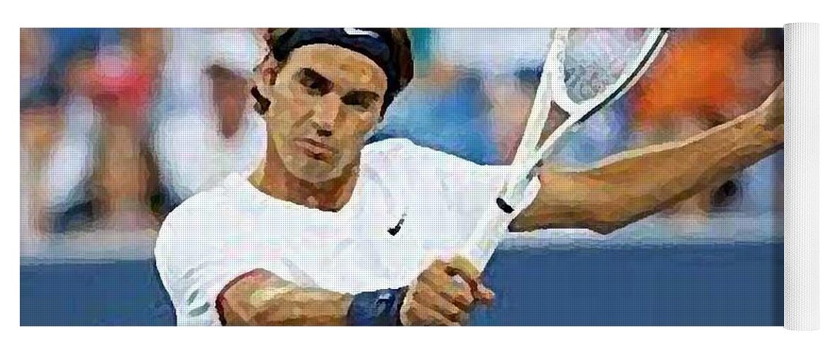  Painting Yoga Mat featuring the painting Roger Federer by Ana Smith