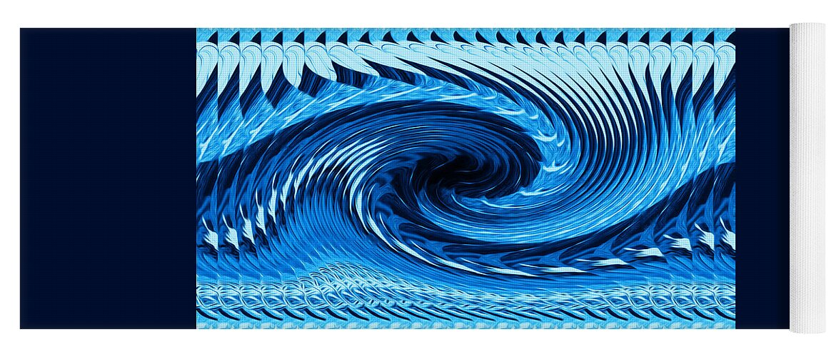 Abstract Art Yoga Mat featuring the digital art Fractal Rolling Wave Blue by Ronald Mills