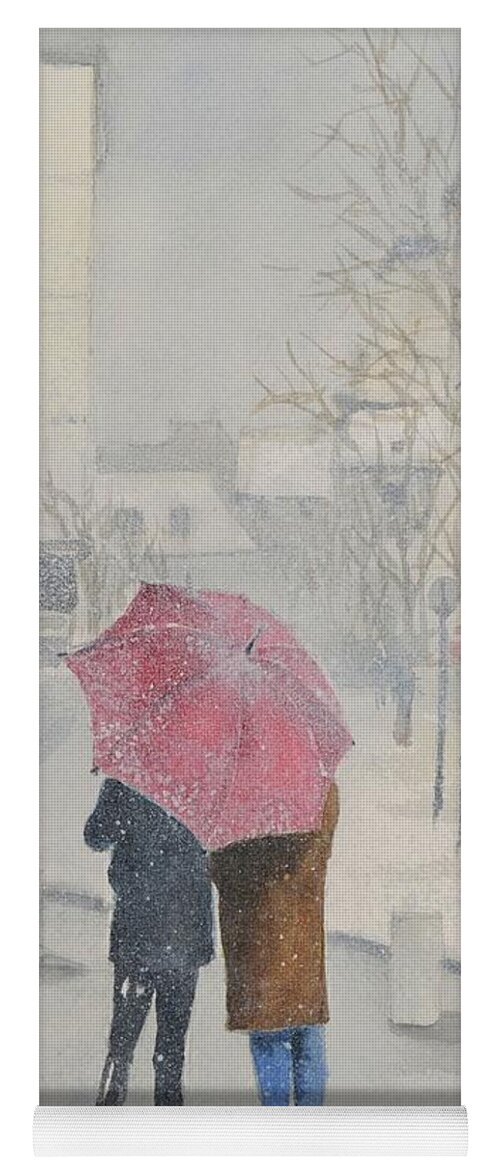 Lovers Yoga Mat featuring the painting Romance in the snow by Betty M M Wong