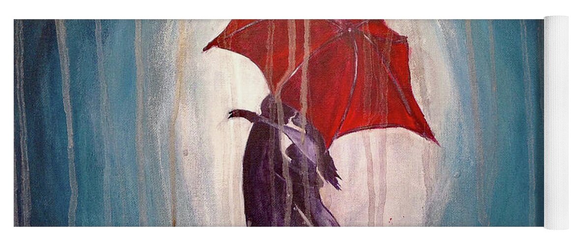 Romantic Couple Yoga Mat featuring the painting Romantic Couple under Umbrella by Roxy Rich