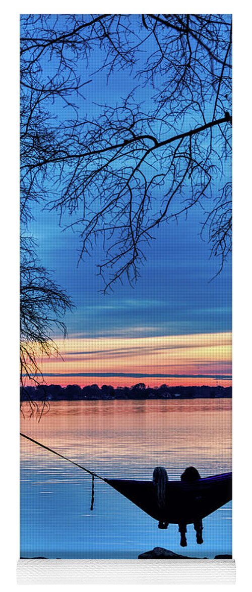 Lake Yoga Mat featuring the photograph Romantic Sunset at the Lake by Amy Dundon