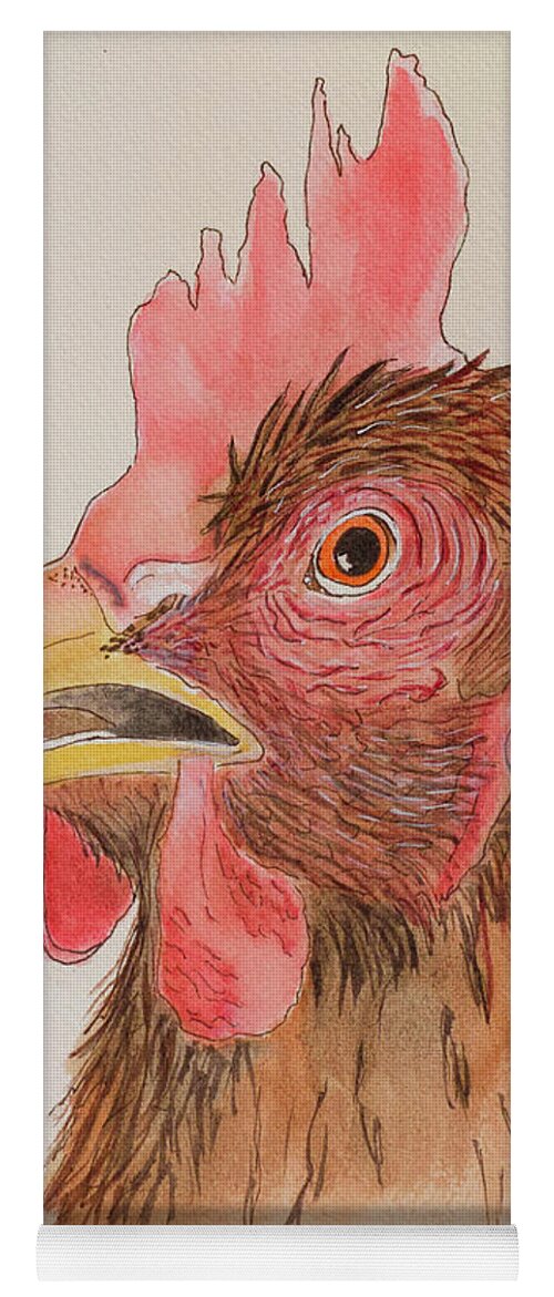 Rooster Yoga Mat featuring the mixed media Rooster by Shirley Dutchkowski