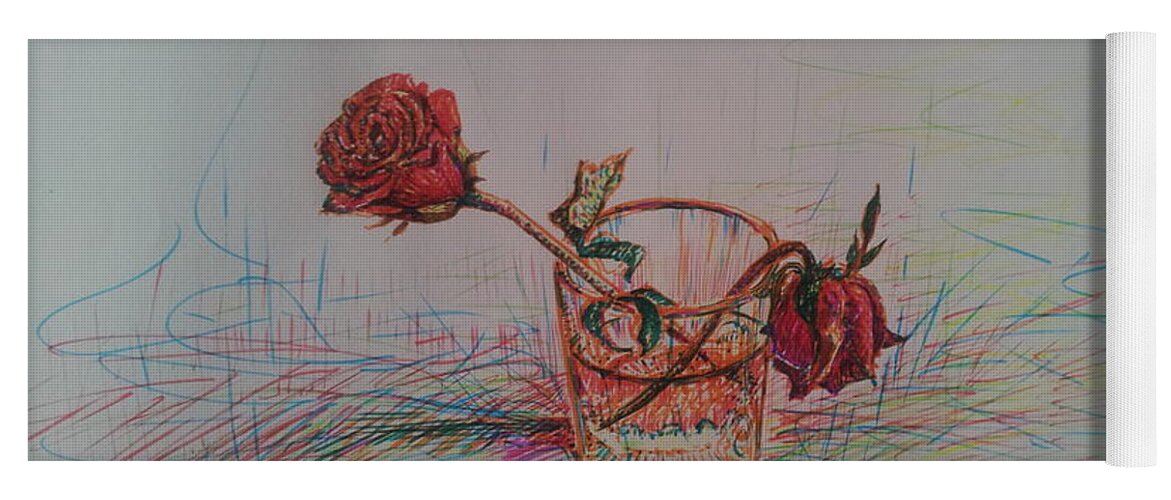 Rose Yoga Mat featuring the painting Rose to End by Sukalya Chearanantana