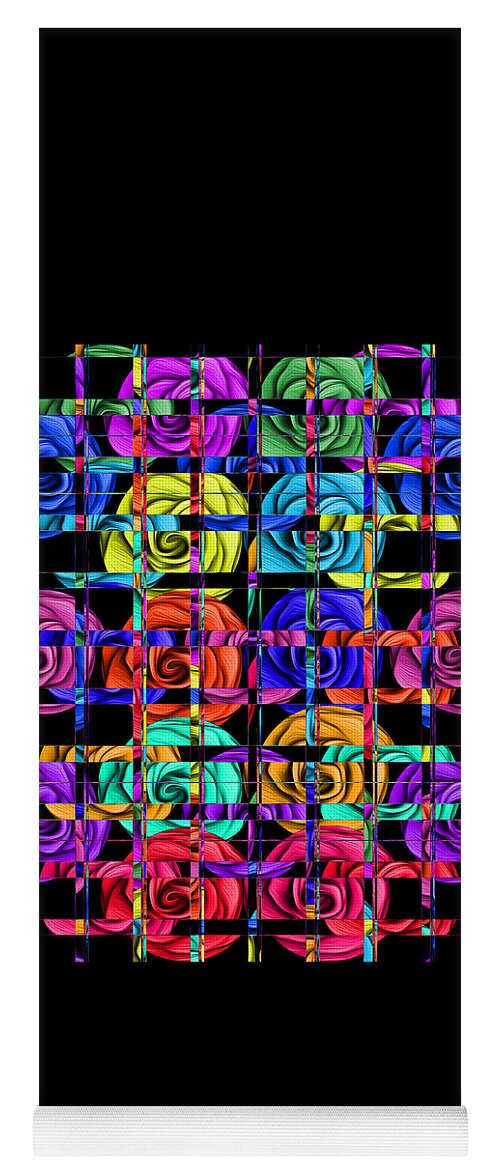 Abstract Yoga Mat featuring the digital art Rose Trellis Abstract by Ronald Mills